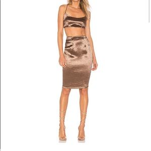 Revolve Satin Skirt and Crop Top Set